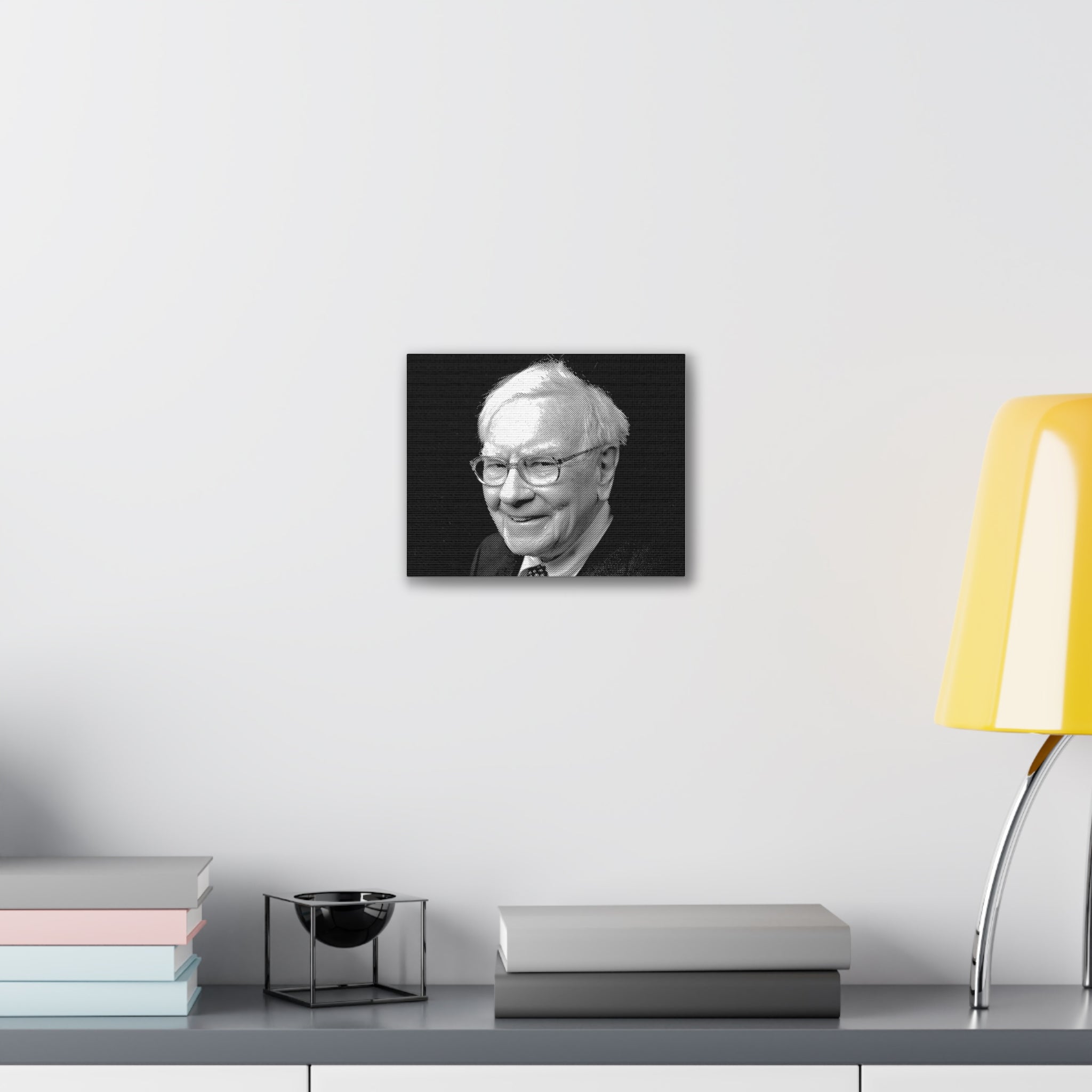 Black & White Portrait Canvas of Warren Buffett