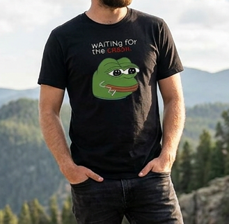 Pepe Meme Youth T-Shirt — "Waiting for the Crash" Graphic Tee