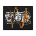 Canvas Wall Art — Money and Watch Black & White Luxury Print